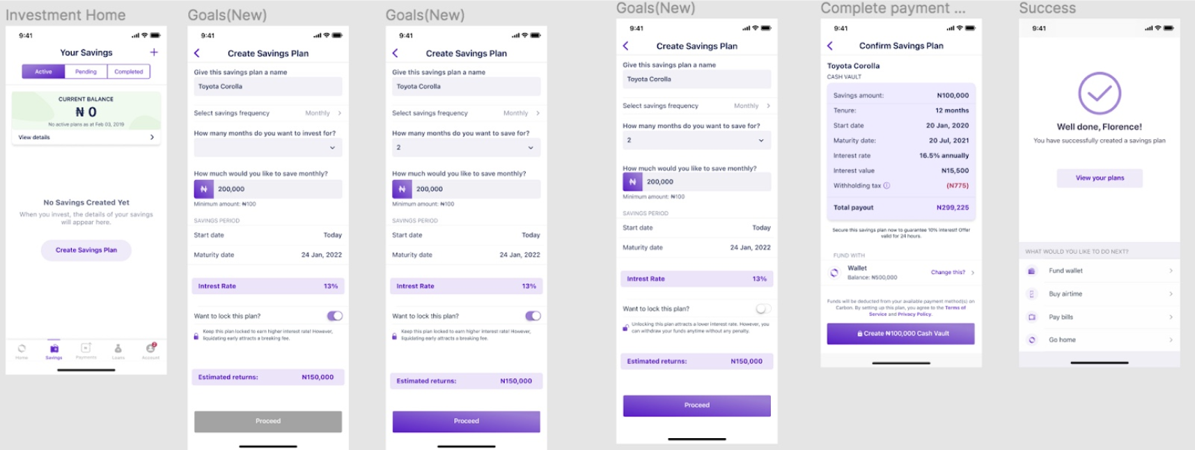 savings plan flow